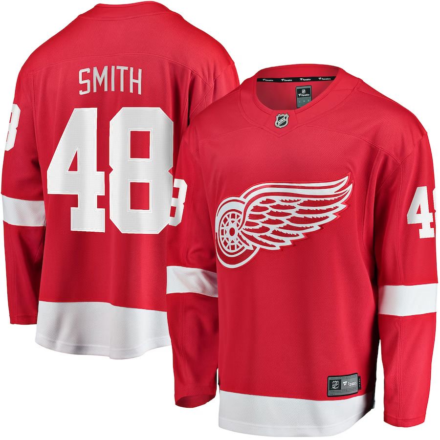 Men Detroit Red Wings 48 Givani Smith Fanatics Branded Red Home Breakaway Player NHL Jersey